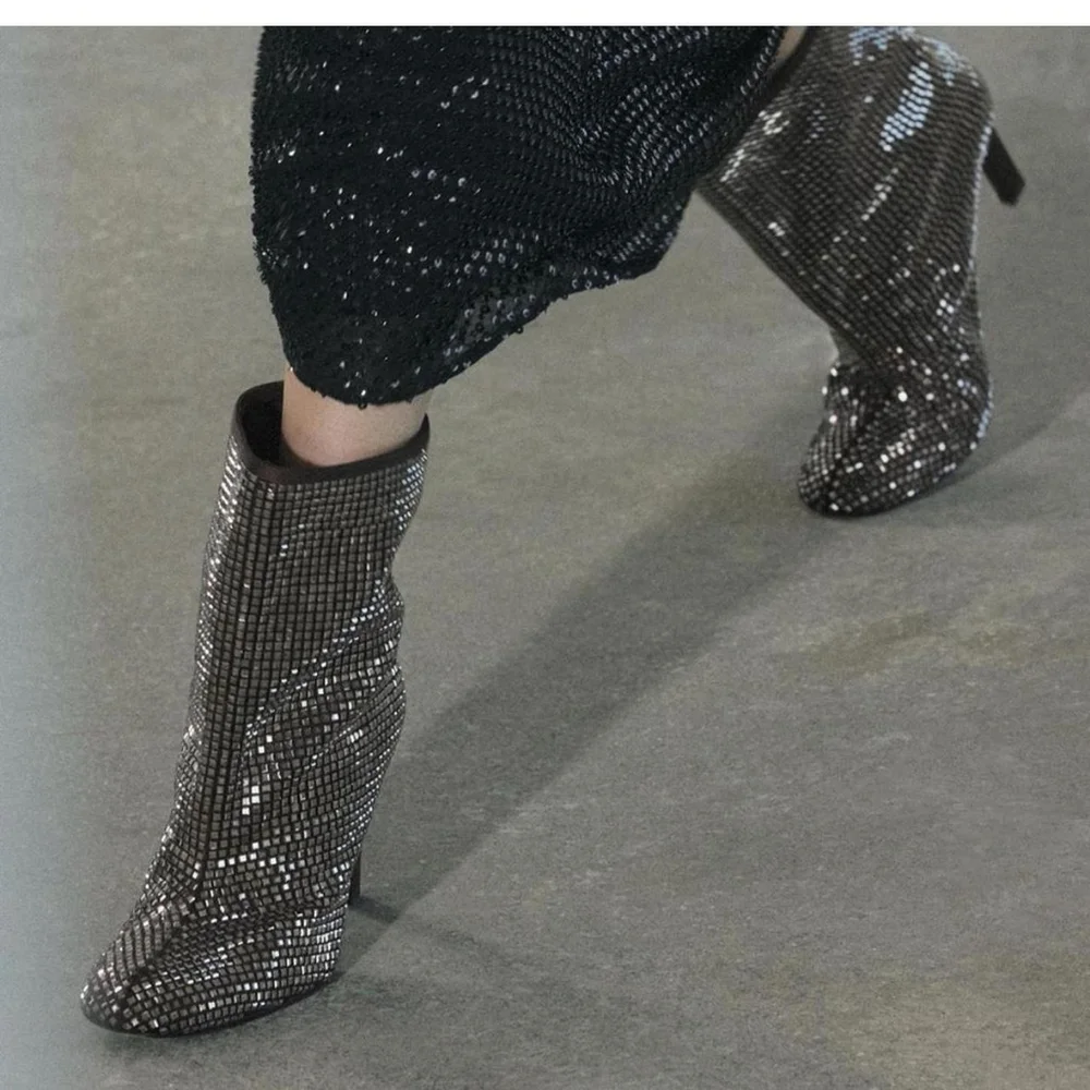 ZARA ZARA RHINESTONE HEELED ANKLE BOOTS - SIZE 8 or 38 - Picture 2 of 8